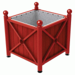 JARDINIÈRE AC/BOIS PROVINCE BOULE 80X80 CM ACAJ/ROUGE 3004 - PROCITY