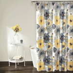 RIDEAU DE DOUCHE - SALLE DE BAIN FLORAL GRAND TISSU IMPRIMÉ FLORAL, 180 CM X 200 CM, JAUNE