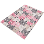 WELLHOME - TAPIS SALON EN POLYESTER ROSE CATS - 120X180CM - ROSE