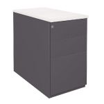 CAISSON HAUTEUR BUREAU MÉTAL NF ENVIRONNEMENT ANTHRACITE TOP BLANC, H.72 X L. 42 X P. 80 CM