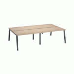 PÔLE DE 4 BUREAUX ECLA CHÊNE CLAIR L 140 X P 80 CM PIÈTEMENT MÉTAL ANTHRACITE