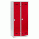 VESTIAIRE 2 COLONNES COLOR MONOBLOC INDUSTRIE SALISSANTE ROUGE
