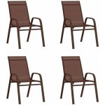 CHAISES EMPILABLES DE JARDIN 4 PCS MARRON TISSU TEXTILÈNE