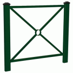 BARRIÈRE PAGODE 1.08 M - 2 POMMEAUX NOIRS - ZINC VERT 6005 - PROCITY