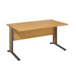 BUREAU DROIT VARIATION TENDANCE - L. 140 X P. 80 CM - PLATEAU HÊTRE - PIEDS ANTHRACITE - CARTERS FINITION HÊTRE