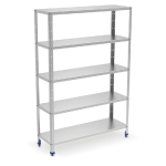 RAYONNAGE INOX ALIMENTAIRE LISSE 5 NIVEAUX. ETAGERE INOX CHAMBRE FROIDE