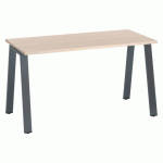 BUREAU DROIT ECLA CHÊNE CLAIR L 140 X P 60 CM PIÈTEMENT MÉTAL FINITION ANTHRACITE