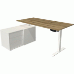 BUREAU RÉGLABLE EN HAUTEUR RANGEMENT MOVE 1 - BLANC - CHÊNE - KERKMANN
