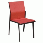 CHAISE EMPILABLE DELIA ALU/TPEP GRAPHITE/ROUGE