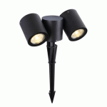 DOUBLE SPOT PIQUET LED EXTÉRIEUR - 2 X 6W - 3000K - GRAPHITE - TOPAZE ARIC