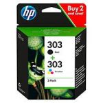 HP 303 PACK 2 CARTOUCHES : 1 NOIRE + 1 CARTOUCHE 3 COULEURS POUR IMPRIMANTE JET D'ENCRE