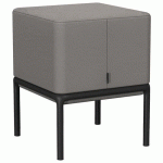 POUF ASSIS DEBOUT LOTUA TISSU 100% POLYESTER GRIS MOYEN - SOKOA