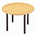 TABLE RONDE L 120 CM EXCELLENS PLATEAU HÊTRE 4 PIEDS MÉTAL ALUMINIUM