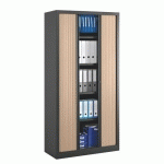 ARMOIRE À RIDEAUX MONOBLOC ECO-CONÇUE DÉCOR H 198 X L 100 CM CORPS ANTHRACITE/RIDEAUX CHÊNE
