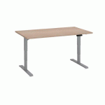 BUREAU RÉGLABLE EN HAUTEUR ÉLECTRIQUE CHÊNE CLAIR ECLA ERGO PREMIUM 140 X 80 CM PIEDS ALUMINIUM