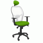 CHAISE JORQUERA EN MAILLE BLANCHE AVEC APPUI-TÊTE FIXE ET ASSISE BALI - VERDE MANZANA