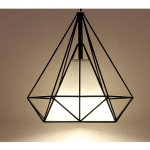 LUSTRE SUSPENSION MODERNE FORME DIAMANT LAMPE SUSPENSION ABAT-JOUR EN MÉTAL E27 POUR CHAMBRE SALON SALLE À MANGER NOIR - NOIR