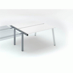PÔLE DE 2 BUREAUX ECLA BLANC L 140 X P 60 CM PIÈTEMENT MÉTAL FINITION ALUMINIUM - ÉLÉMENT SUIVANT