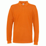 COTTOVER POLO PIQUE MANCHES LONGUES HOMME - CERTIFIÉ GOTS ORANGE - TAILLE S