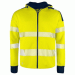 PROJOB 6110 SWEATSHIRT FULL ZIP CAPUCHE - EN ISO 20471 CLASSE 3/2 JAUNE/MARINE - TAILLE XXL