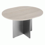 TABLE DE RÉUNION OVALE EXTENSIBLE EXCELLENS BOIS L140 X P 120 CM PLATEAU CHÊNE GRIS PIEDS CROIX ALUMINIUM