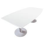TABLE TONNEAU ACTUAL L. 200 X 100 CM - PLATEAU BLANC - PIÈTEMENT TULIPE ALUMINIUM