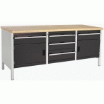 BOTT 1 ETABLI EN HÊTRE CUBIO - 2 PORTES - 5 TIROIRS - L2000MM - BOTT
