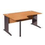 BUREAU COMPACT RETOUR À GAUCHE EVOLUTION 2 - L. 160 X P. 110 CM - PLATEAU 'CHÊNE ' - PIEDS L 'CHÊNE'.