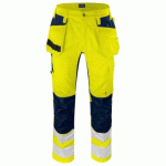 PROJOB 6570 PANTALON POLYCOTON STRETCH PRIO EN ISO 20471 CLASSE 2 JAUNE/MARINE - TAILLE 58