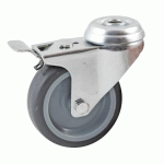 ROULETTE ŒIL TROU PIVOTANT À FREIN DIAMÈTRE 75MM EN CAOUTCHOUC GRIS - AVL - 552975L