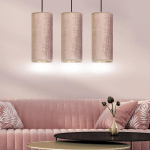 EULUNA SUSPENSION JONI TISSU ALLONGÉE 3 LAMPES ROSÉ DORÉ
