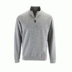 SWEAT PERSONNALISABLE COL CAMIONNEUR EN COTON GRIS CHINÉ