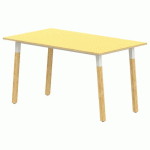 TABLE 4 PIEDS INCL. MÉTAL/BOIS 200X80 T5 STRAT ABS JAUNE/ALU