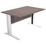 BUREAU DROIT PRONTO MÉTAL - L.140 X P.80 CM - PLATEAU CENDRE - PIEDS L ALUMINIUM