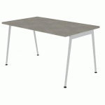 BUREAU SIMPLE 140X80 BÉTON PIEDS BLANC - QUADRIFOGLIO