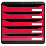 MODULE DE CLASSEMENT 5 TIROIRS. COLORIS NOIR/ROSE GLOSSY. DIMENSIONS L 27,8 X H 26,7 X P 34,7 CM