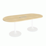 TABLE DE RÉUNION OVALE L 210 CM HÊTRE PIÈTEMENT COLONNE BLANC EXCELLENS