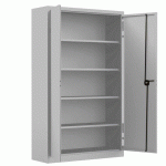 ARMOIRE MÉTAL PORTES BATTANTES MONOBLOC METILY H 198 X L 120 X P 43 CM ALUMINIUM