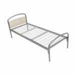 LIT THÉLIA TÊTE PANNEAU/PIED MÉTAL SOMMIER TREILLIS 80X200CM ALU/PIN CRÈME - MANUTAN COLLECTIVITÉS