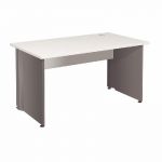 BUREAU DROIT ACTIVITY - L. 140 X P. 80 CM - PLATEAU BLANC - PIEDS PLEINS 'ANTHRACITE'