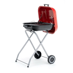 BARBECUE AU CHARBON PLIABLE À ROULETTES EN ACIER KEKAI FLATHEAD 50X47X79 CM CLAPETS ET GRILLES CARRÉ COULEUR ROUGE