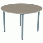 TABLE CARÉLIE RONDE Ø120 T6 STR POLY. ÉRABLE G. BEIGE/LAGON - MOBIDECOR