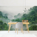 PAPIER PEINT INTISSÉ - JUNGLE IN THE FOG - MURAL FORMAT PAYSAGE DIMENSION HXL: 190CM X 288CM