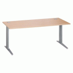 BUREAU DROIT L 180 CM PIÈTEMENT EXCELLENS MÉTAL PLUS CHÊNE CLAIR / ALUMINIUM