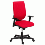 CHAISE DE BUREAU NAO TISSU ROUGE - DOSSIER HAUT ACCOUDOIRS - MÉCANISME SYNCHRONE - PIEDS NOIR