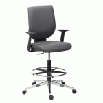 CHAISE HAUTE NAO EXPERT - SIMILI CUIR ANTHRACITE - ACCOUDOIRS FIXES - MÉCANISME CONTACT PERMANENT - AVEC REPOSE PIED