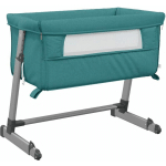 LIT POUR BÉBÉ AVEC MATELAS VERT TISSU DE LIN