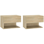 LOT DE 2 TABLES DE CHEVET MURALES, TABLES DE NUIT, POUR CHAMBRE SALON COULOIR, CHÊNE SONOMA BOIS D'INGÉNIERIE OIB9883E - BRUN