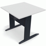 TABLE PIED L AVEC CARTER 80X80 CM GRIS ANTHRACITE/BLANC - EOL
