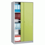 ARMOIRE HARMONIE H 180 X L 90 X P 44 CM CORPS ALUMINIUM PORTES COULISSANTES COULEUR KIWI
